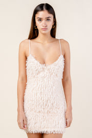 Textured Fringe Mini Dress
