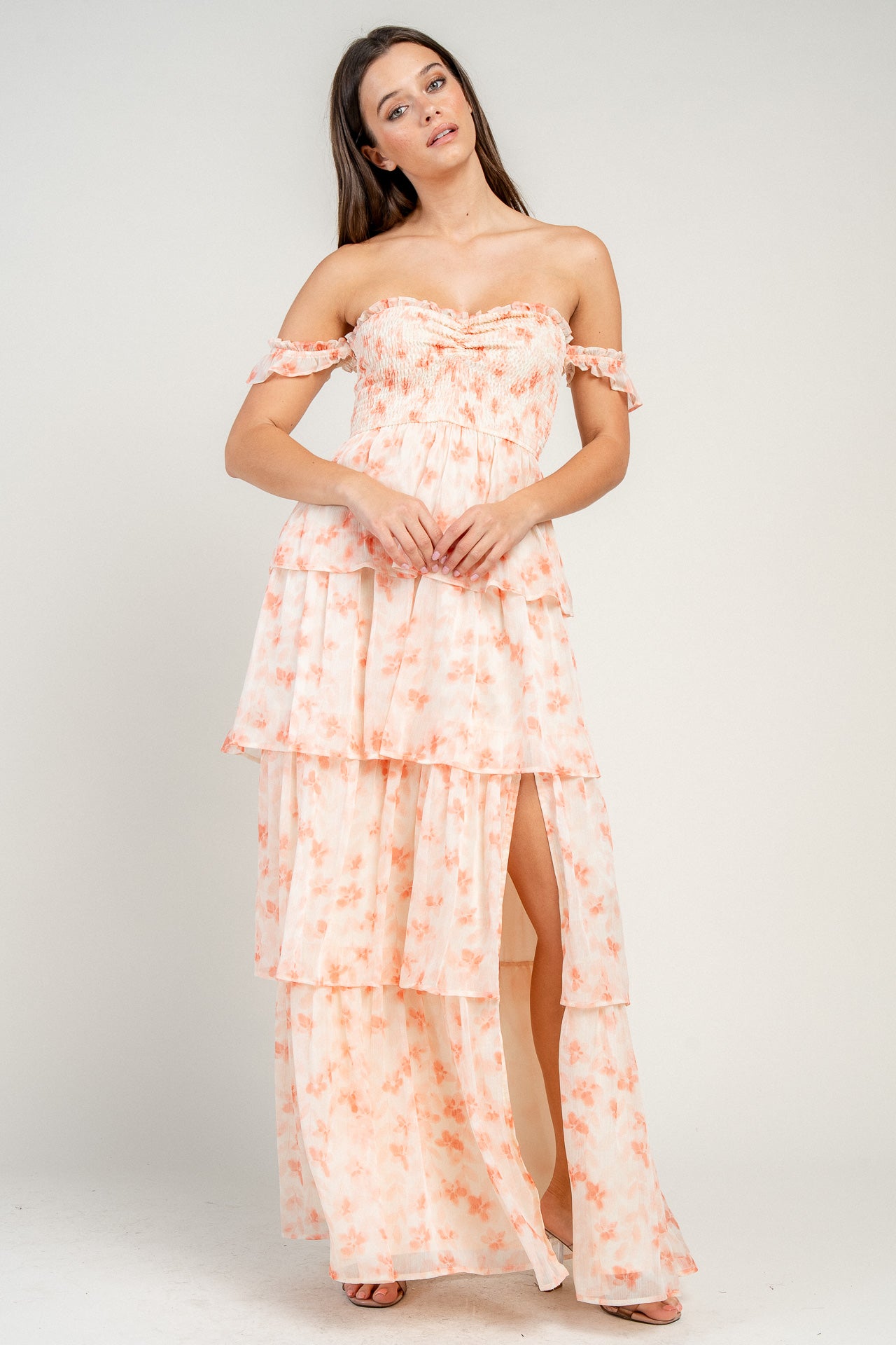 TIERED MAXI DRESS WITH SMOCKED BODICE