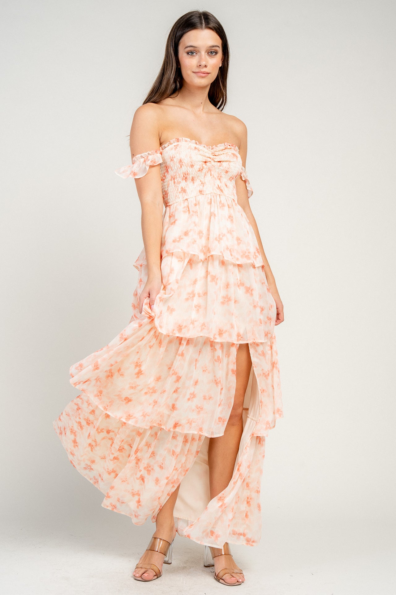 TIERED MAXI DRESS WITH SMOCKED BODICE