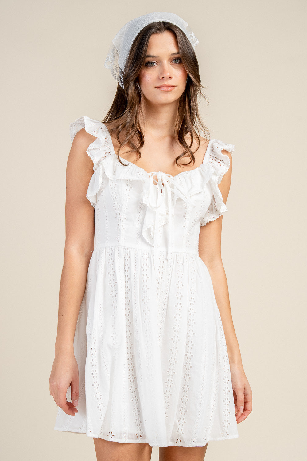 FRILL RUFFLE DETAILED MINI DRESS