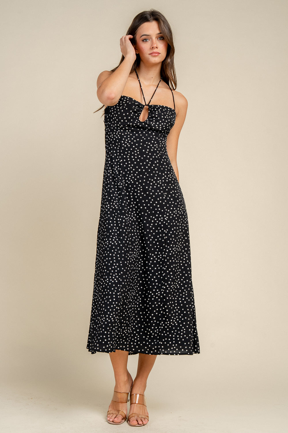 CAMI FIT & FLARE MIDI DRESS