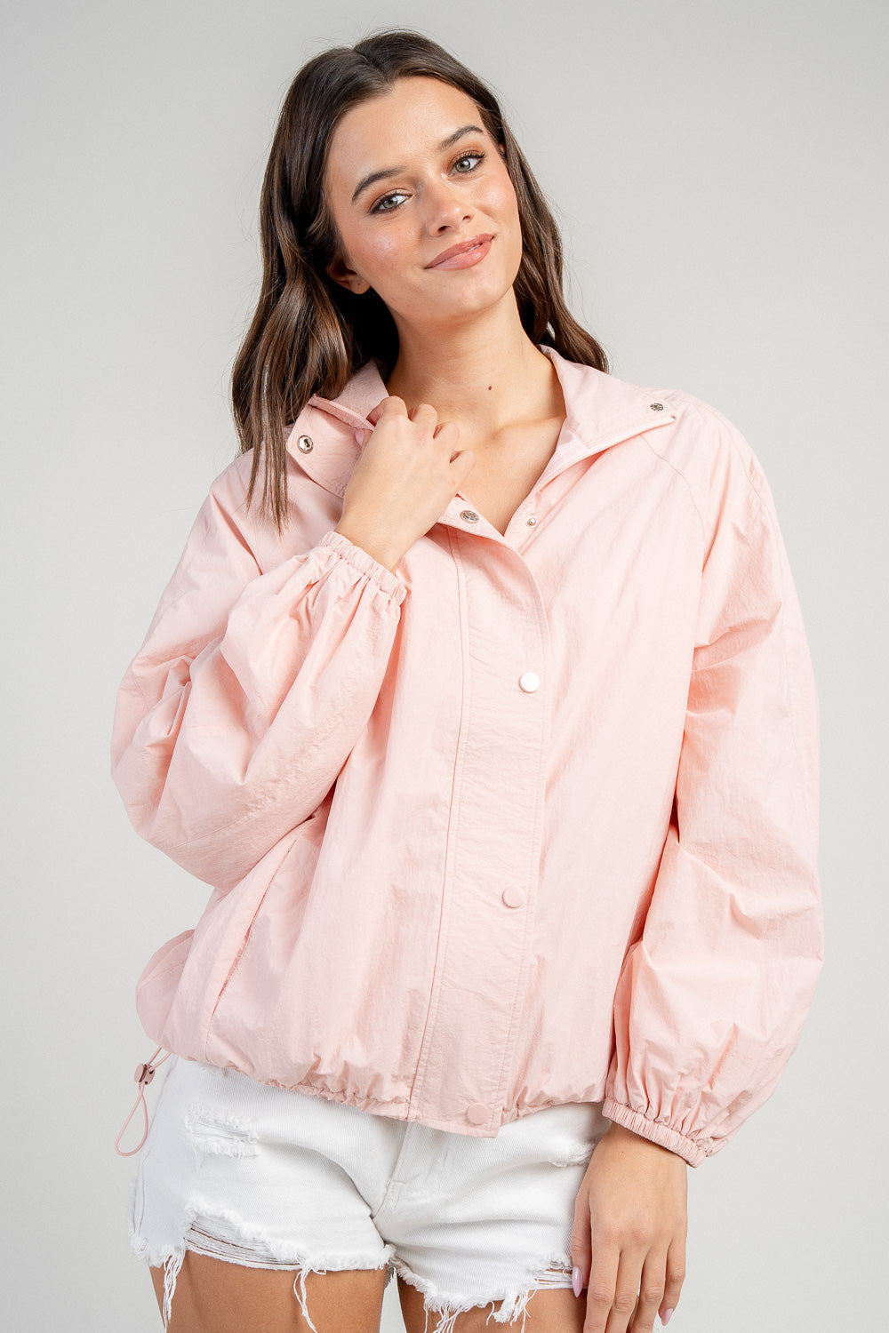 OVERSIZED WINDBREAKER JACKET W/ ZIPPER FRONT