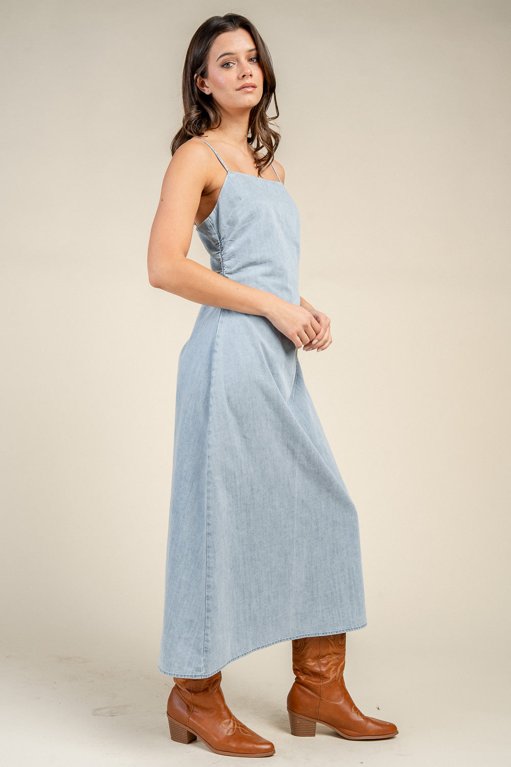 Denim Slip Midi Dress
