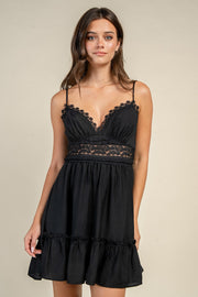 Lace Trim Babydoll Mini Dress