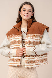 ZIP FRONT CORDUROY SHERPA VEST