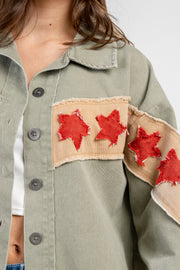 DENIM JACKET WITH STAR PATCH DETAILS
