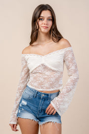 OFF SHOULDER LACE L/S TOP
