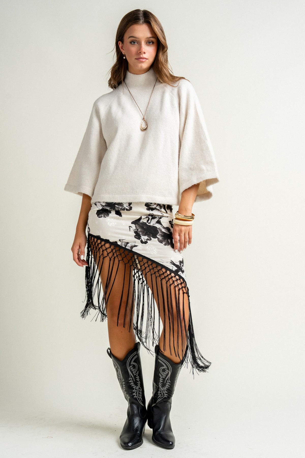 Soft Mock Neck Wide Sleeve Top
