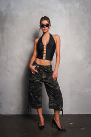 Chain Detail Halter Crop Top