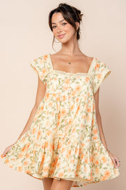 Vintage Rose Lace Trim Mini Dress