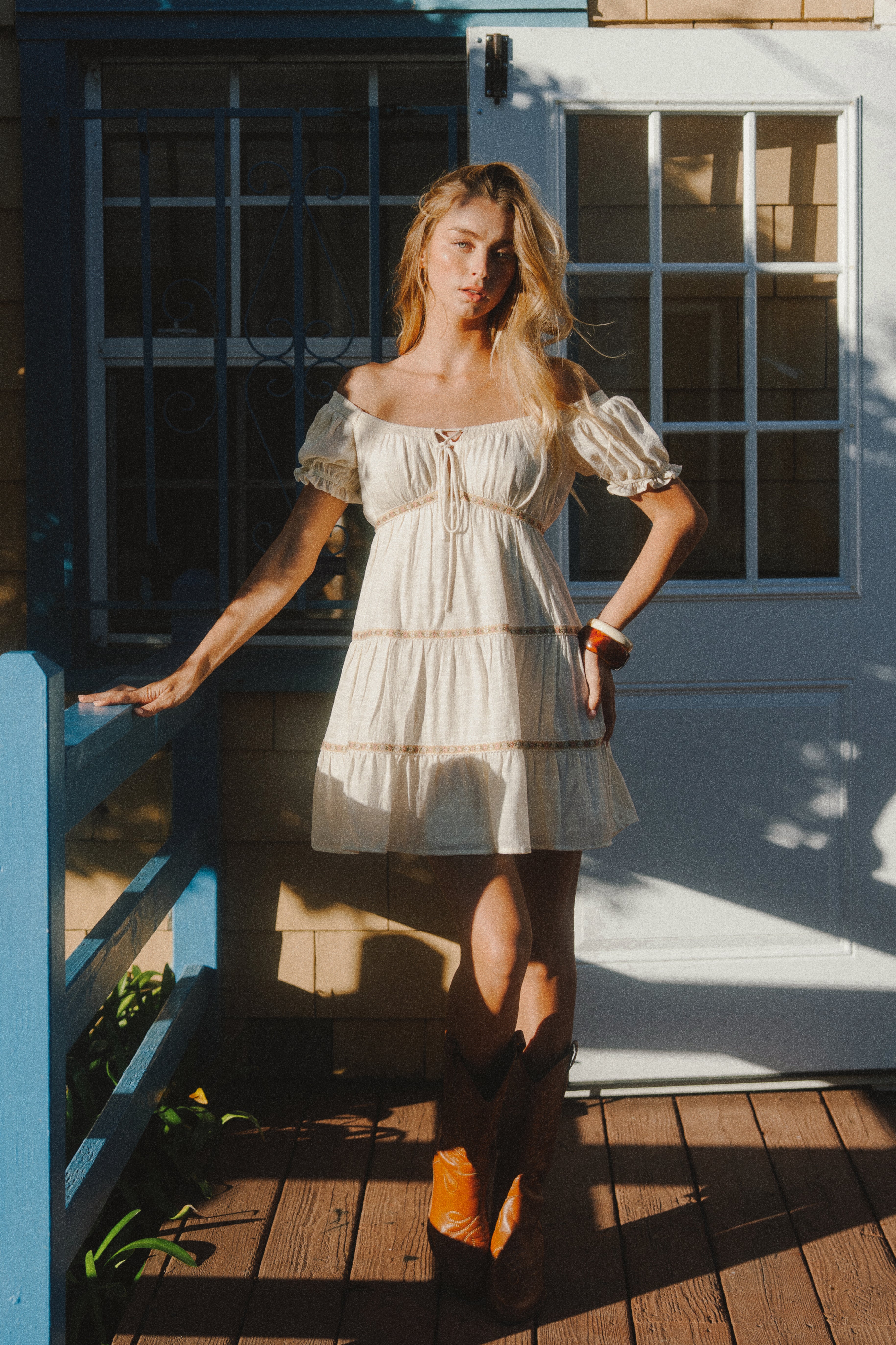 OFF SHOULDER TIERED BABYDOLL DRESS