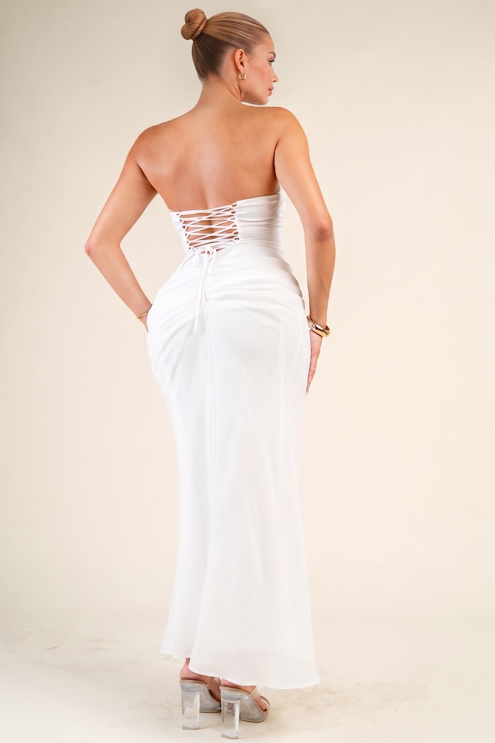 Strapless Ruched Maxi Dress