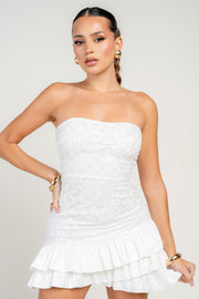 NOVELTY SEQUIN LACE WITH SATIN BUBBLE DRESS