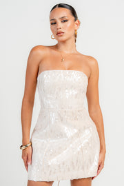 STRAPLESS SEQUIN MINI DRESS
