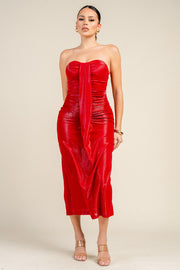 STRAPLESS SWEET HEART NECK RUCHED MINI DRESS