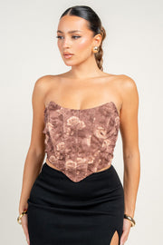 PIPPING CORSET LACE UP CROP TOP