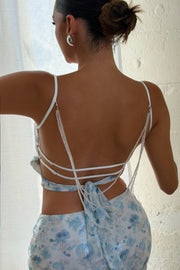 Tie-Dye Sequin Open Back Crop Top & Mini Skirt Set