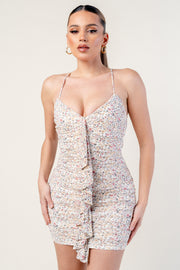 Mesh Print Mini Dress