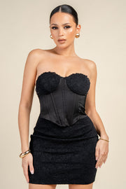 STRAPLESS LACE CORSET MINI DRESS