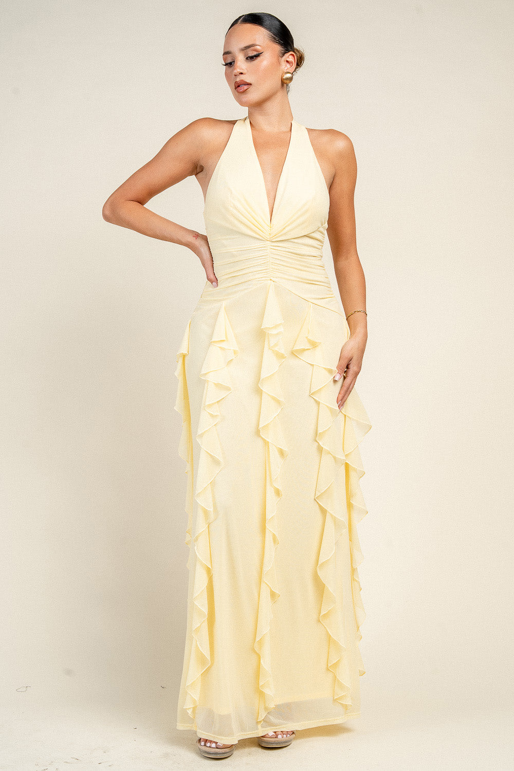 Ruffle Halter Maxi Dress