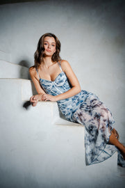 Floral Corset High-Low Maxi Dress