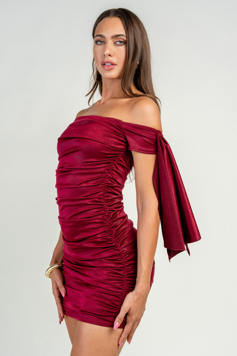 Side Note Draped Mini Dress