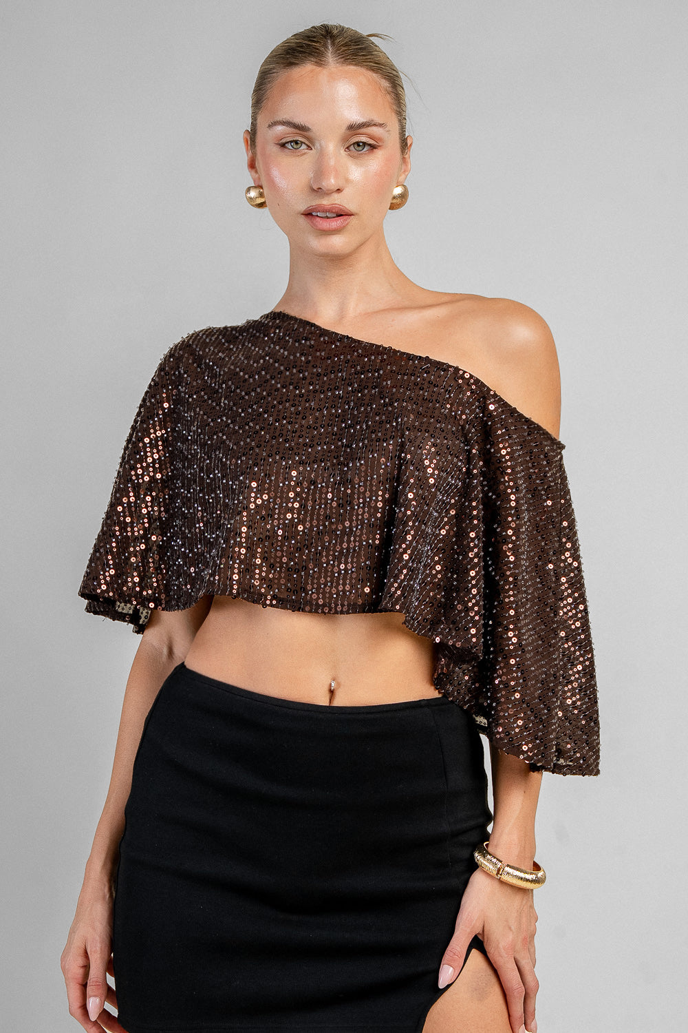 Bronze Nights One Shoulder Top