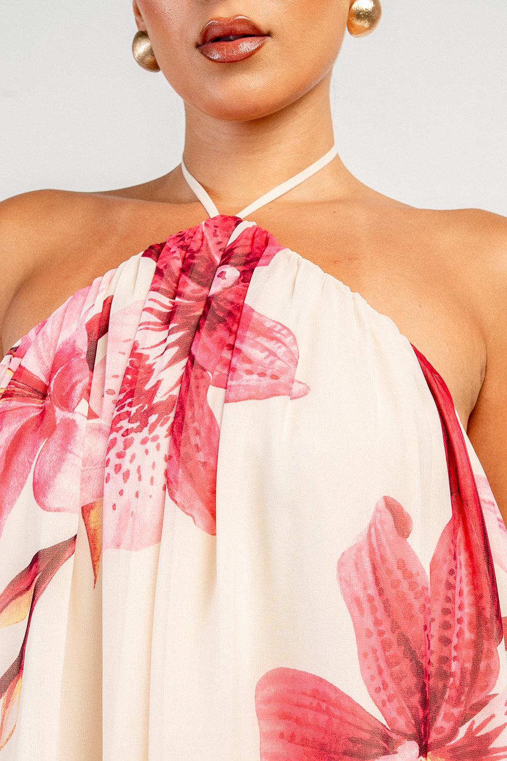 Floral Halter Swing Mini Dress