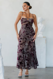 Vintage Floral Mesh Maxi Dress