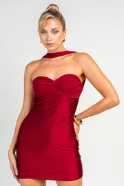 Tie Me Back Sweetheart Mini Dress