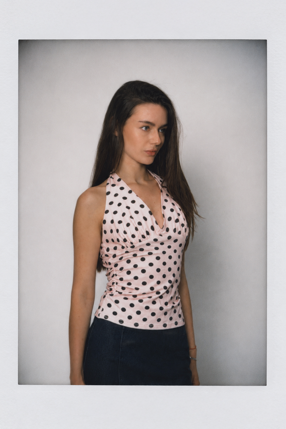 POLKA DOT HALTER NECK TANK TOP