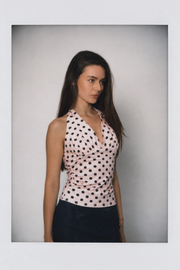POLKA DOT HALTER NECK TANK TOP